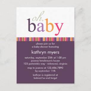 Candy Colors Purple • Baby Shower Invitation Postcard