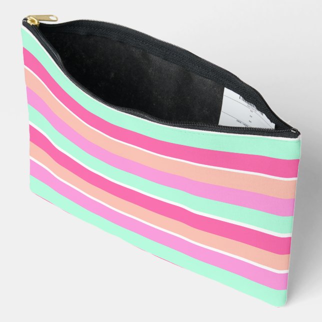 Candy Colors Stripes Accessory Pouch (Open)