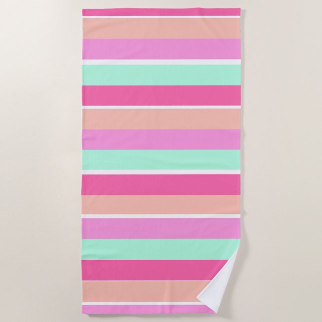 Candy Colors Stripes Beach Towel (Front)