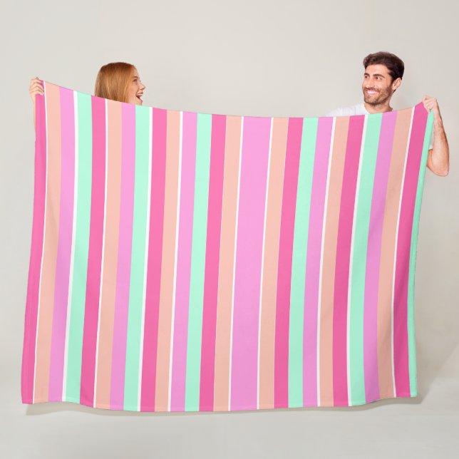 Candy Colors Stripes Fleece Blanket (In Situ)