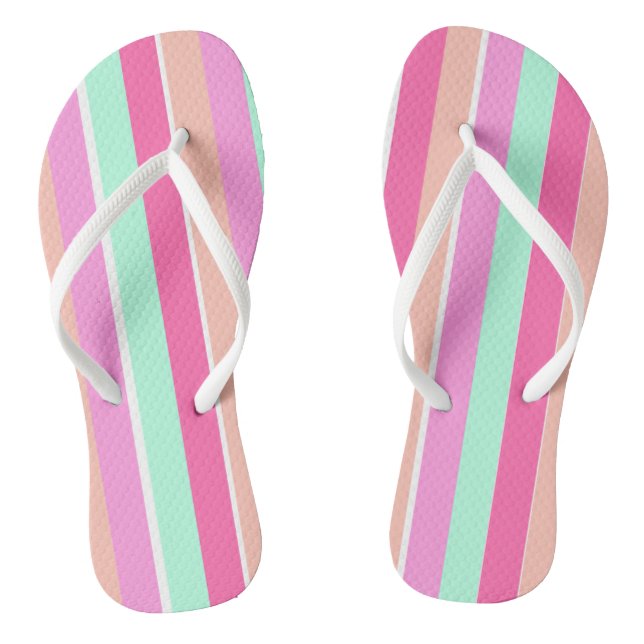 Candy Colors Stripes Flip Flops (Footbed)
