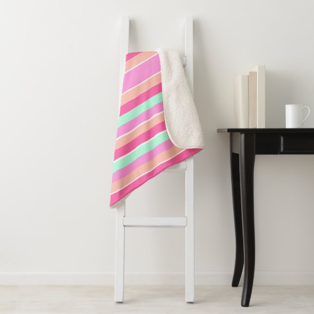 Candy Colors Stripes Sherpa Blanket (In Situ)