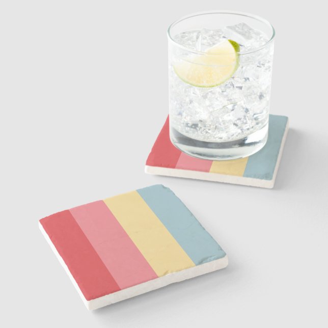 Candy Colors Vertical Striped Stone Coaster (Side)