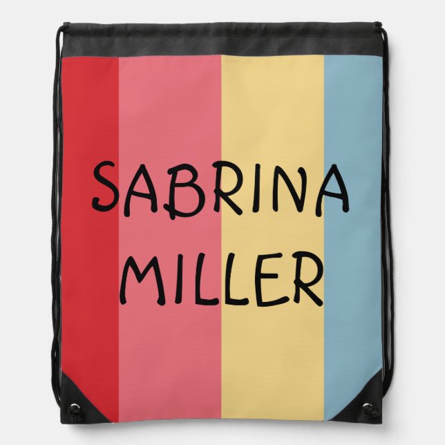 Candy Colors Vertical Stripes Drawstring Bag (Front)