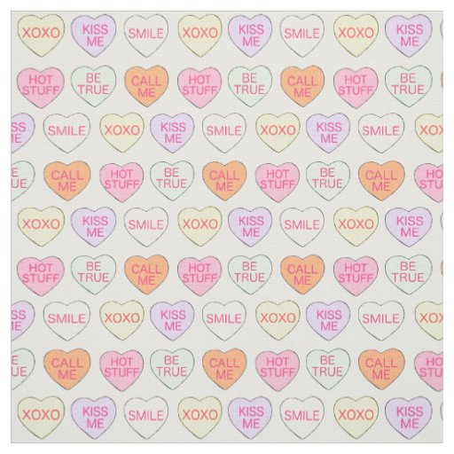 Candy Conversation Heart Valentines Day Sweet Fabric