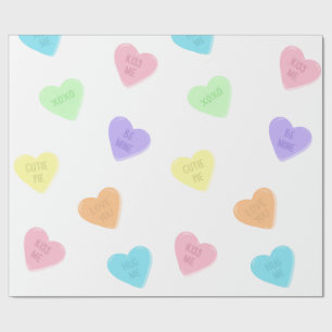 Candy Conversation Heart Valentines Day Wrapping Paper