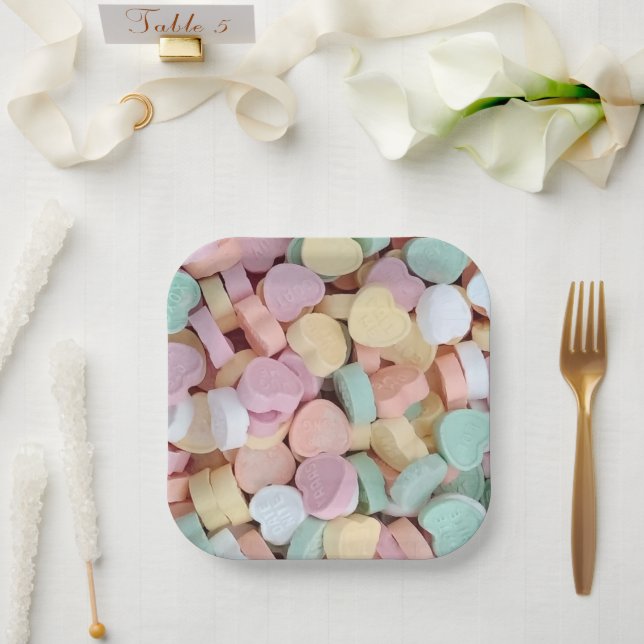 Candy Conversation Hearts Paper Plates (Wedding)