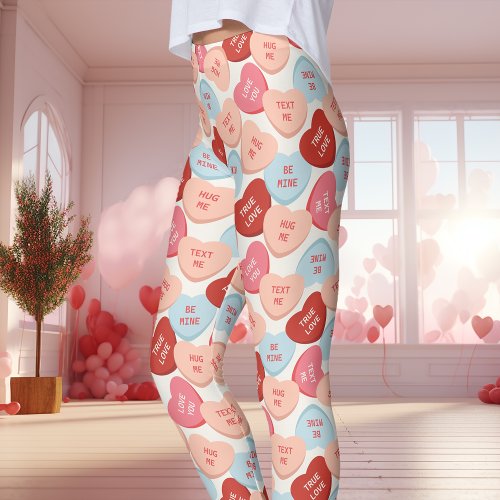 Candy Conversation Hearts Valentine'S Day Leggings