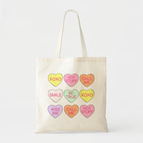 Candy Conversation Hearts Valentines Day Sweet Tote Bag