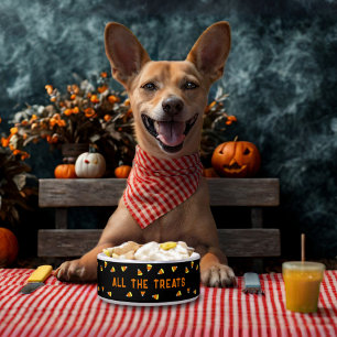 Candy Corn All the Treats Halloween Dog Bowl