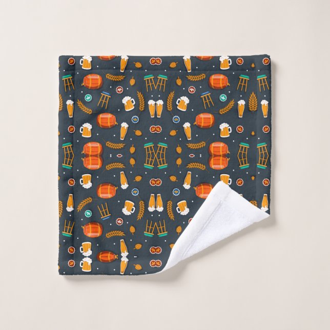 Candy corn, and white ghosts on a dark background wash cloth (Wash Cloth)