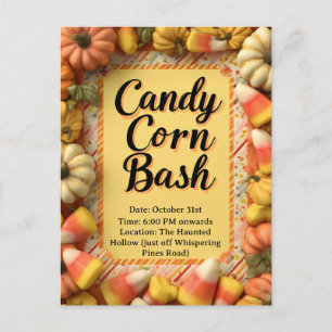Candy Corn Bash Halloween Party Invitation Postcard