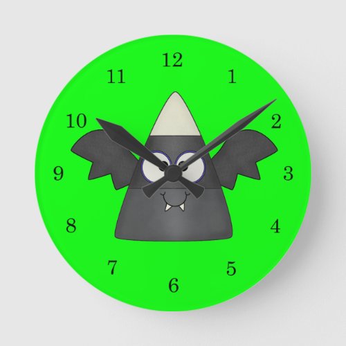 Candy Corn Bat Round Clock