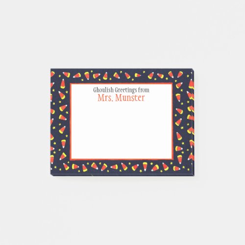 Candy Corn Border Personalized Halloween Post_it Notes