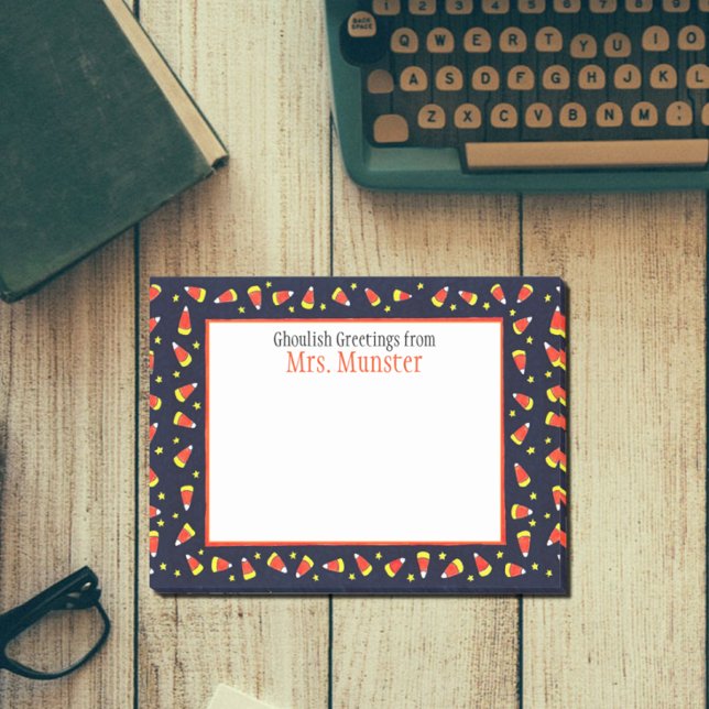 Candy Corn Border Personalized Halloween Post-it Notes (Creator Uploaded)