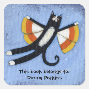 Candy Corn Cat Angel Square Sticker