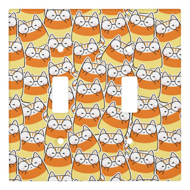 Candy Corn Cat Pattern Light Switch Cover (Front)