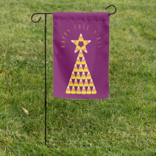 Candy Corn Christmas Tree Fall Wine Label Garden Flag
