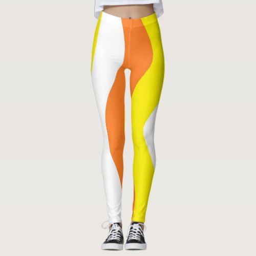 Candy Corn Colors Leggings Striped Stretch Pants 