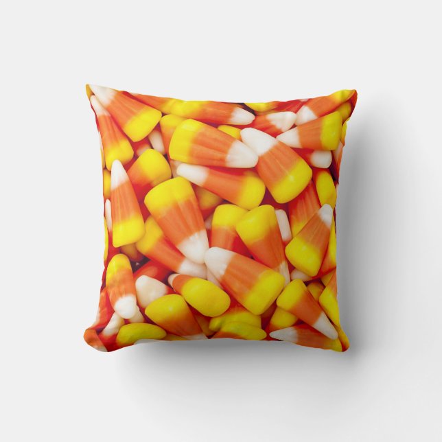 Candy Corn Confectionery Throw Pillow (Front)