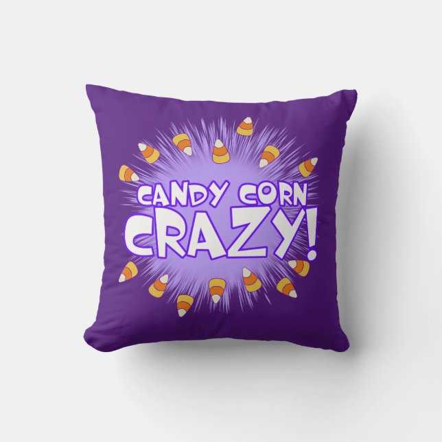 Candy Corn CRAZY! Throw Pillow (Front)