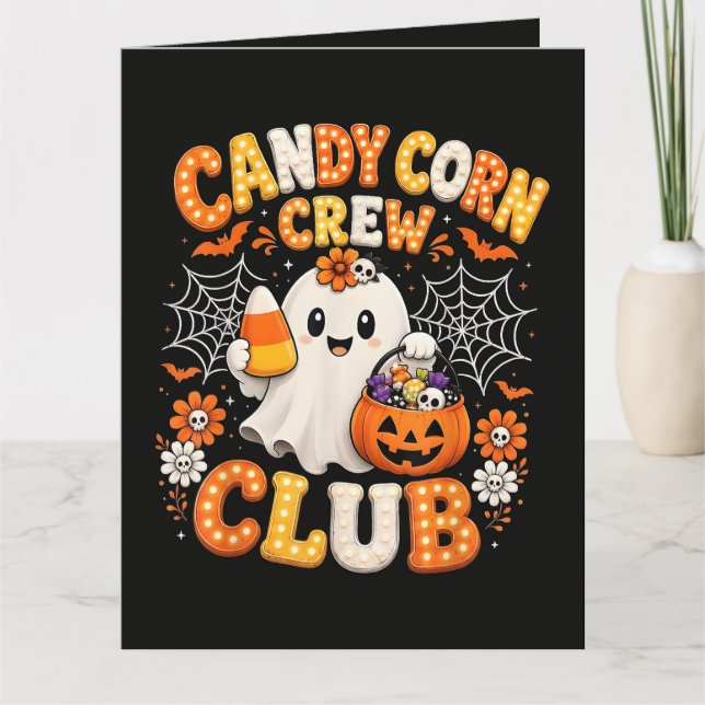 Candy Corn Crew Ghost Halloween Card (Front)