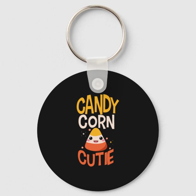 Candy Corn Cutie Child Kids Halloween Outfit Keychain (Front)