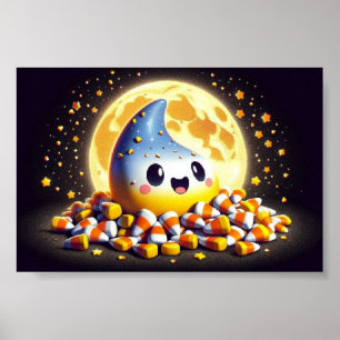 Candy Corn Cutie - Halloween Character Art Poster