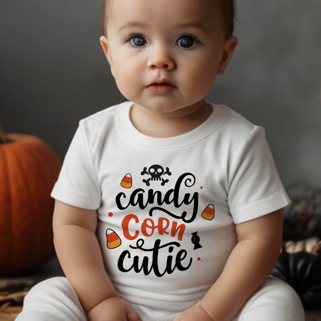 Candy Corn Cutie Halloween Fun & Festive Baby T-Shirt (Dress your little one in spooky-cute style this Halloween with our adorable baby Halloween t-shirt!)