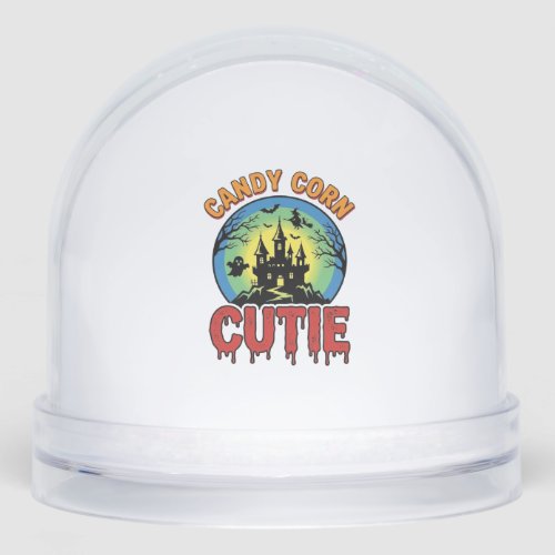 Candy Corn Cutie Vintage Halloween Castle Design_1 Snow Globe