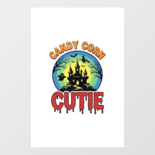 Candy Corn Cutie Vintage Halloween Castle Design_1 Window Cling