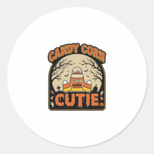 Candy Corn Cutie Vintage Halloween Vector Design_1 Classic Round Sticker