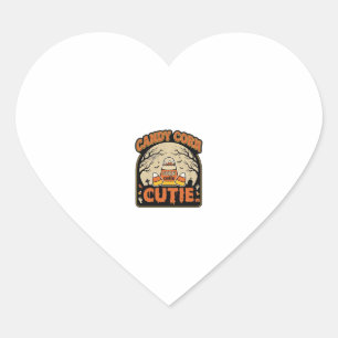 Candy Corn Cutie Vintage Halloween Vector Design_1 Heart Sticker
