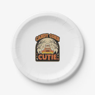 Candy Corn Cutie Vintage Halloween Vector Design_1 Paper Plates