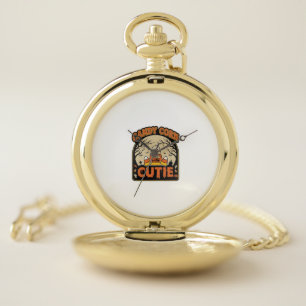 Candy Corn Cutie Vintage Halloween Vector Design_1 Pocket Watch