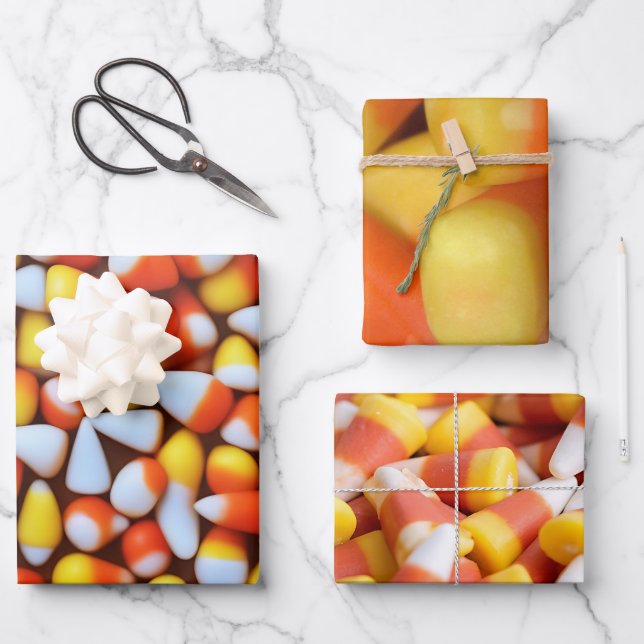 Candy Corn Design Wrapping Paper Sheets (Front)