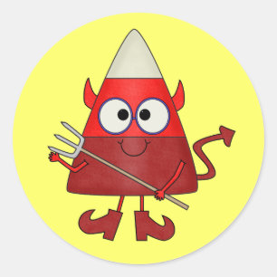 Candy Corn Devil Halloween Classic Round Sticker
