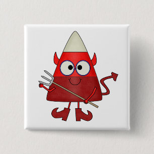 Candy Corn Devil Halloween Pinback Button