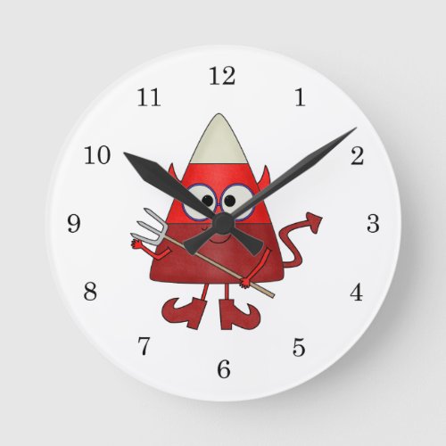Candy Corn Devil Halloween Round Clock