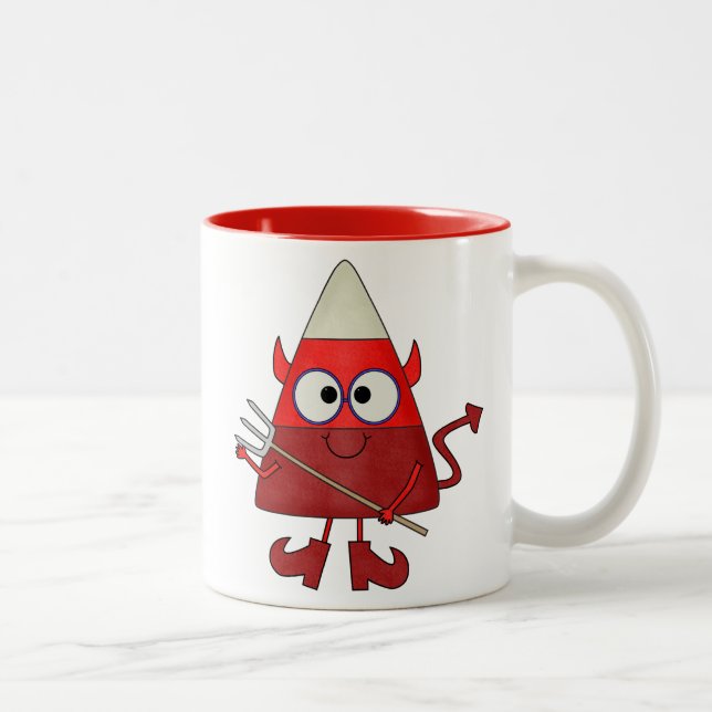 Candy Corn Devil Halloween Two-Tone Coffee Mug (Right)