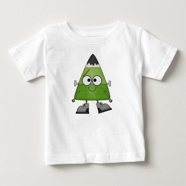 Candy Corn Frankenstein Halloween Baby T-Shirt (Front)