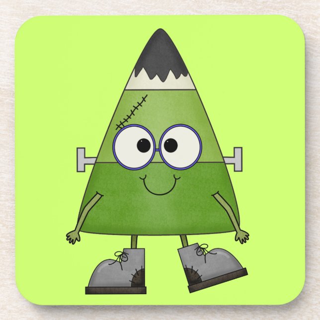 Candy Corn Frankenstein Halloween Beverage Coaster (Front)