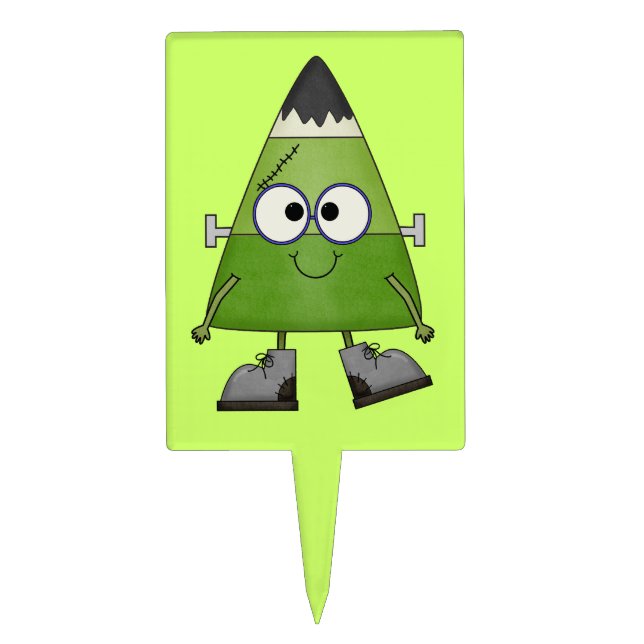 Candy Corn Frankenstein Halloween Cake Topper (Front)