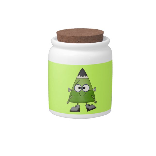 Candy Corn Frankenstein Halloween Jar (Front)