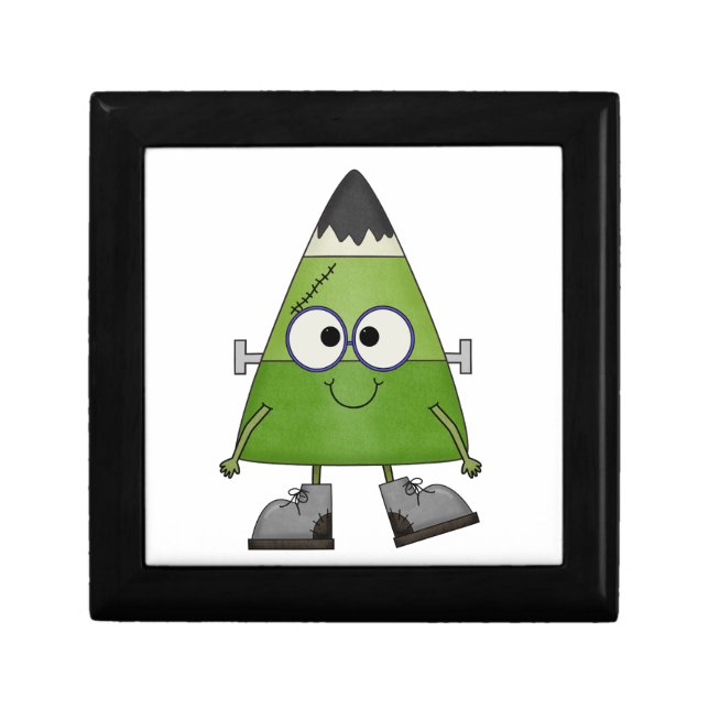 Candy Corn Frankenstein Halloween Keepsake Box (Front)