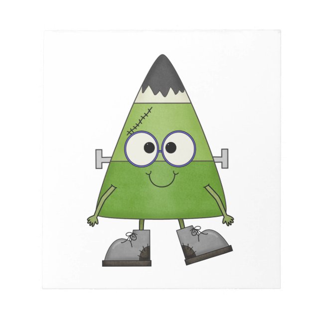 Candy Corn Frankenstein Halloween Notepad (Front)