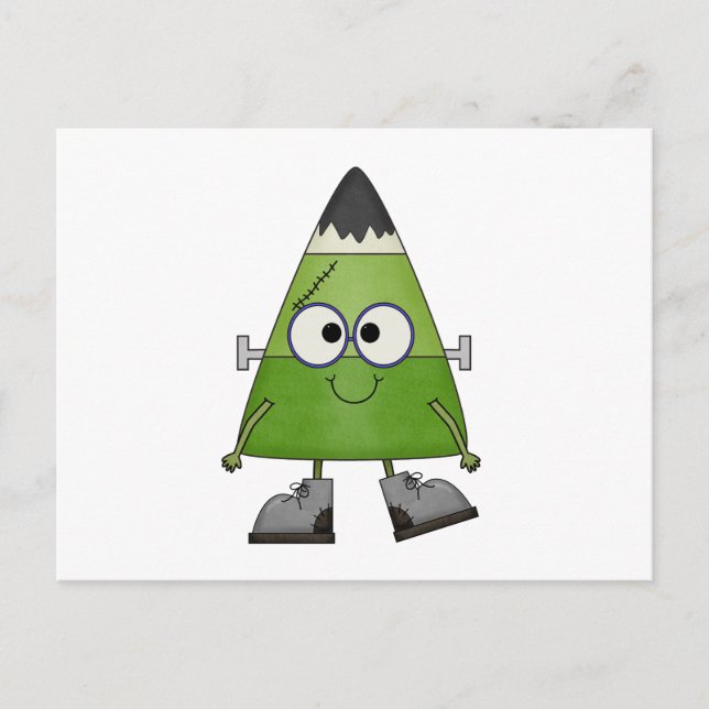 Candy Corn Frankenstein Halloween Postcard (Front)