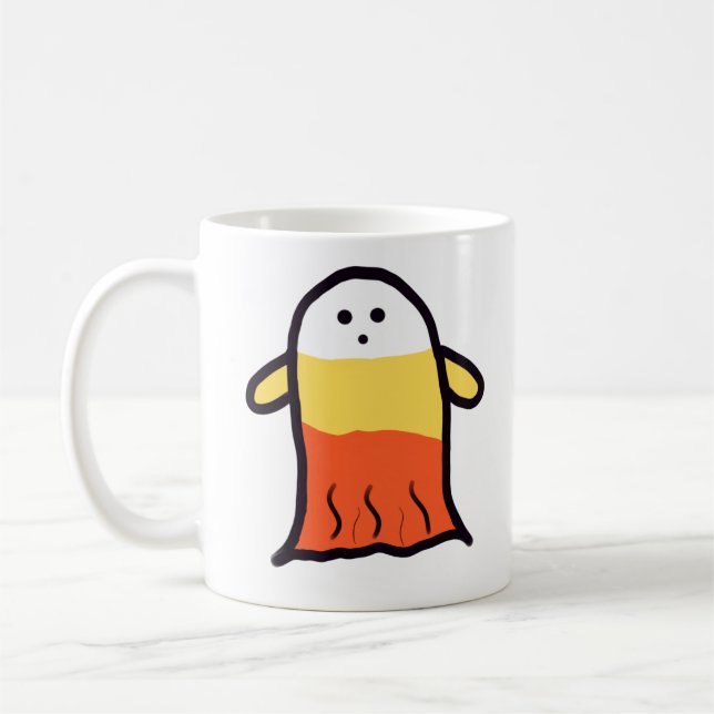 Candy Corn Ghost Coffee Mug (Left)