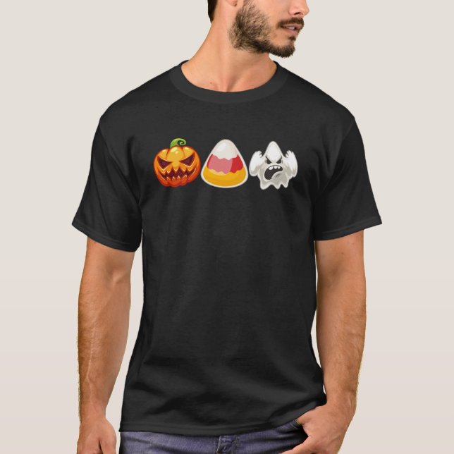 Candy Corn Ghost Pumpkin Fun Halloween Costume Kid T-Shirt (Front)