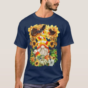 Candy Corn Gnome Halloween Sunflower Pumpkin Patte T-Shirt